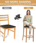 Heavy Duty L Brackets For Shelves 107 Piece Value Set with rustproof metal supports used to stabilize chair before and after comparison.