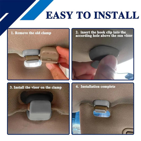 Installation steps of Slick Sun Visor Clip Replacement Kit For Cars Easy Install Visor Retainer Bracket Auto Sun Visor Hook Holder OEM Style