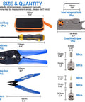 Pro Grade Coaxial Cable Tool Set With Ratchet Crimp Tool, Coaxial Stripper, 10 BNC UHF 50 Ohm Male Connectors displayed