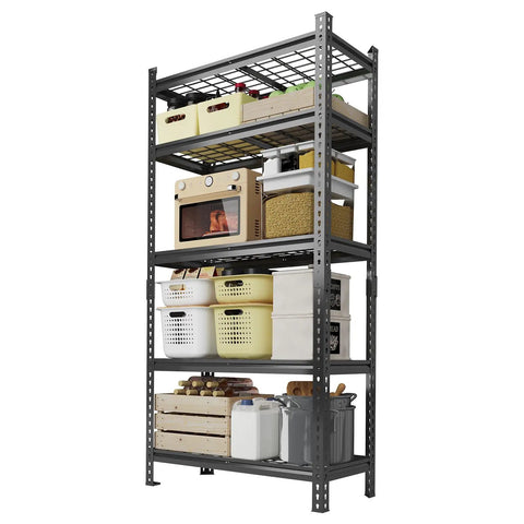 Rust Proof Iron Storage Shelf Two Pack No Tools Needed For Ten Minute Assembly Heavy Duty Garage And Kitchen Rack For Bulky Items