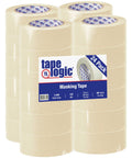Removable Easy Tear Masking Tape 2 Inch Wide By 60 Yards Natural Color Pack Of 24 stacked rolls with label visible