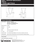Voss 1-Light Dual-Mount Vanity Light in Oil Rubbed Bronze With Frosted Glass Globe, YB5161ORB technical specification sheet