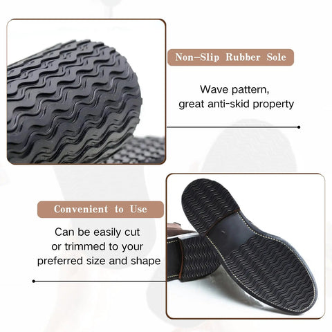 Close-up of 4 mm Thick Rubber Shoe Soles Replacement for Boots and Sneakers, non-slip wave pattern, large size 32 x 12.6 cm.