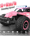 Pink Remote Control Monster Truck For Kids With Crazy Long Battery Life 50 Minute Playtime 1 12 Scale Featuring Flashing Lights