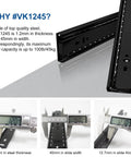 16 Inch Soft Close Drawer Slide With Hydraulic Buffer For Quiet Easy Glide No Slam Closing 3 Fold Full Extension Heavy Duty 100 lb Capacity Ball Bearing Side Mount Black Finish 5 Pair shown with measurements