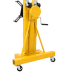 Heavy Duty Folding Engine Stand With Geared Rotating Head And 360 Degree Swivel Casters 1500 Lb Capacity close-up of yellow steel structure