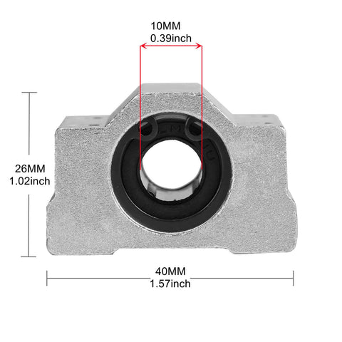 Front view of 4 Pack SCS10UU Linear Motion Ball Bearing Slide Units Bushing 10mm Inner Diameter For CNC Machines And 3D Printers, Aluminum Housing.