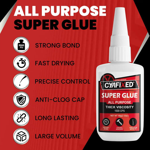 Heavy Duty Quick Dry Super Glue 120 Gram Clear Instant Adhesive For Wood Metal Plastic Ceramic Glass Leather Shoes And Crafts All Purpose CA Glue For Quick Fix Repairs And DIY Projects