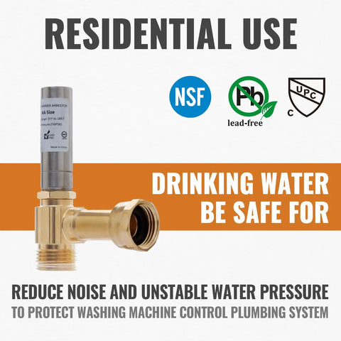 Three Quarter Inch Stainless Steel Water Hammer Arrestor Angled Swivel Fitting With GHT Male To Female for Residential Use