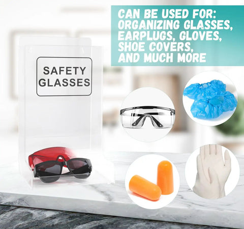 Sturdy Acrylic Safety Glasses Case and Goggles Organizer for Industrial Dental and Laboratory Environments, Transparent Holder