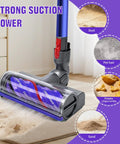 Upgrade Vacuum Brush Roller Head For V7 To V15 Cordless Vacuums Quick Release Motor Head Replacement AntiTangle Design cleaning dust and pet hair