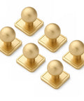 Slick Gold Zinc Alloy Cabinet Knobs With Premium Square Backplate And 1 Inch Round Ball Pulls For Kitchen Drawers Dressers Wardrobes Top Shelf Cupboard Furniture Hardware, set of six.