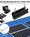 Aluminum Solar Panel Mounting Kit With 4.72 Inch Rails, 30mm And 35mm End Clamps Plus Mid Clamp, mounted on blue metal roof