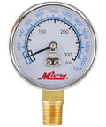 Rugged Brass High Pressure Gauge 0 to 300 Psi With One Quarter Inch NPT Connection for Home Garage Shop Use, Clear Readout