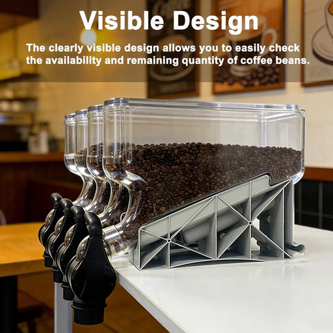 Top Shelf Coffee Bean Dispenser Duo Pack For Kitchen And Cafe Counter Transparent Acrylic bulk storage bin with smooth swing lid.
