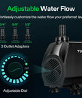 VIVOSUN submersible water pump, black, 1050 GPH, with 3 nozzle adapters