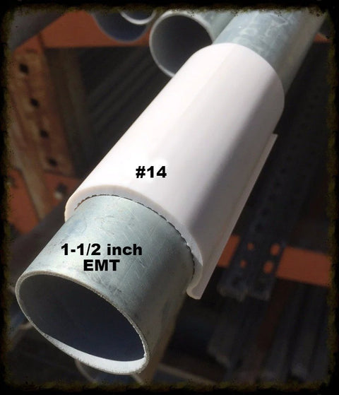 20 Pack Clear Transparent Light Grip Clamps Furniture Grade For One And A Quarter Inch PVC Pipe Or One And A Half Inch EMT Four Inch Long EZ Snap Clamps For Tarps DIY Projects Suitable For DIY Home Improvement And Construction installed on 1-1/2 inch EMT conduit