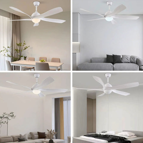 Ceiling Fan with Light and Handheld Controller 6 Speeds 2200LM for Bedroom in modern living room and dining settings.