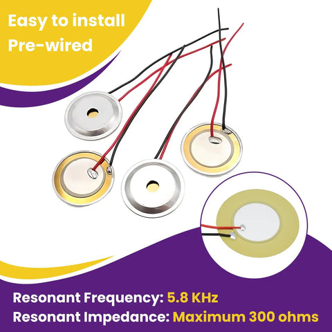 Piezo Disc Transducer Set With Wires 32Pcs 4 Sizes 20Mm 27Mm 35Mm 41Mm For Acoustic Guitar Drum Triggers And Other Instruments