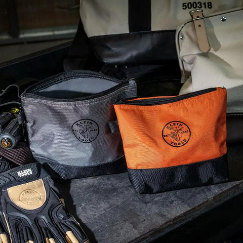 Durable Tool Bag Storage Kit With Stand Up Base And Canvas Zipper Pouches Six Piece Assorted Colors For Easy Access Reinforced Bottom