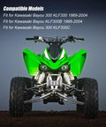 Front view of a green Kawasaki Bayou ATV compatible with Ignition Coil Kit With CDI Box Regulator Rectifier Starter Solenoid Relay And Spark Plug