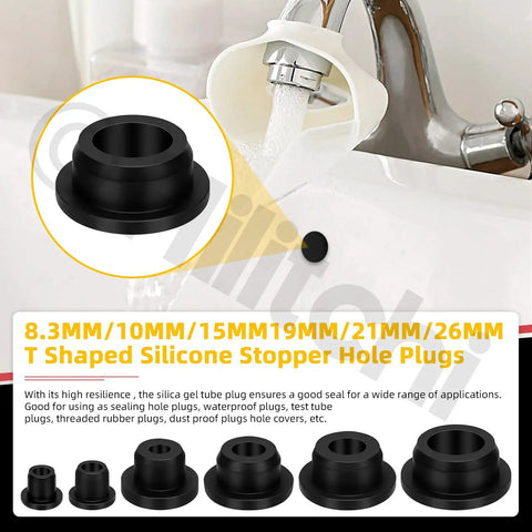 High Temp Silicone Plug Set 51Pcs 6 Sizes T Shaped Rubber Stopper Hole Plugs for Powder Coating Plating Waterproof Sealing Kit