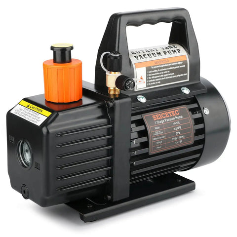 Heavy Duty Workhorse Hvac Vacuum Pump Pushing 3.5 Cfm Single Stage Torque For Quick Draw Car Ac Vent Evacuation And No Drama Refrigerant Line Service Kit with copper motor and orange valve