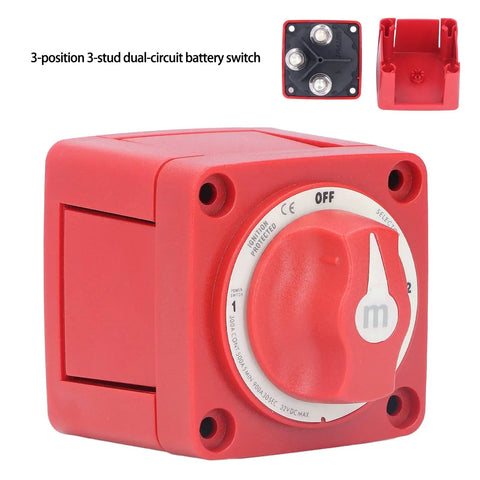 Three Position 300 Amp Dual Circuit Battery Disconnect Switch Isolator With Rotary Actuator for marine boats RVs cars trucks