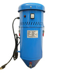 Badass 1.75 HP Dust Collector For Sand Blast Cabinet Reclamation Systems And Media Blasters showing a blue cylindrical design with power switch.