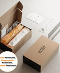 10 Pack Matte Black Cabinet Handles For Kitchen And Bathroom Renovations With 3 Inch Center To Center Hole Spacing packaging box.