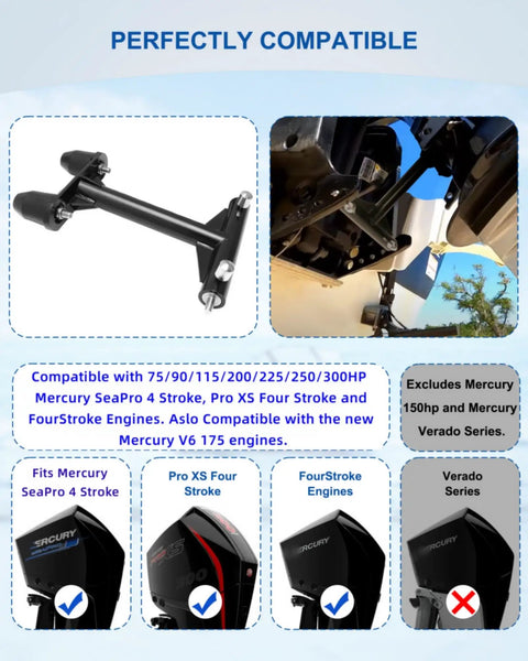 Outboard Transom Saver For Trailering, Heavy Duty Motor Support For 75 90 115 200 225 250 300 HP 4 Stroke And V6 175 HP Engines, Mercury SeaPro And Pro XS Compatible, Keeps Transom Safe And Stable During Transport