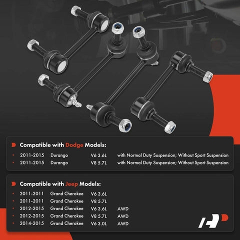 Beefed-Up Set Of 4 Front And Rear Sway Bar Links Kit For Jeep Grand Cherokee 2011-2015 And Dodge Durango 2011-2015 Stabilizer Bar