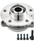 Front and Rear Wheel Bearing and Hub Assembly for Audi A4 A4 Quattro A5 A5 Quattro A6 A6 Quattro A7 A8 Allroad Q5 RS5 RS7 S4 S5 S6 S7 S8 SQ5 5 Lug 1 Piece Replacement close-up with 5-lug design and mounting bolts visible