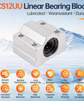 4 Pack SCS12UU Linear Bearing Blocks 12mm Shaft Pillow Block, silver CNC machined with black sealed bearing.