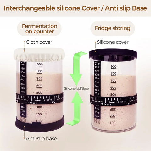 Pro Sourdough Bread Starter Kit With 34 Oz Jar Funnel Opening Silicone Cover And 5 Handy Features For Effortless Sourdough