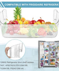 Refrigerator Door Bin Shelf Replacement 242126602, clear bin with fruits, compatible with side by side refrigerators lower door shelf.