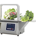 HuanEssentric High Speed Automatic Bundling Machine With Adjustable Tightness And Two Use Modes For Supermarket Produce with vegetables packaged.