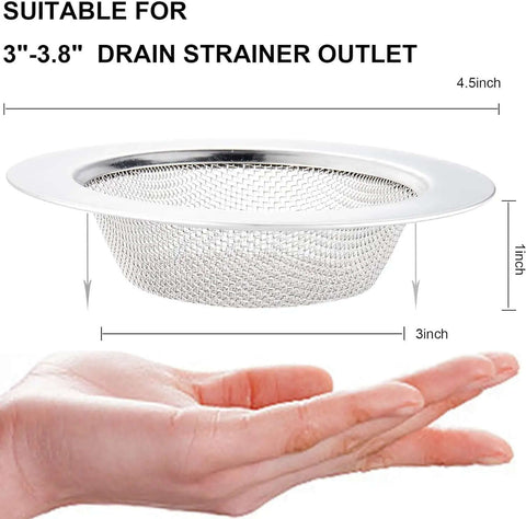 2 Pack Stainless Steel Kitchen Sink Strainers With 4.5 Inch Wide Rim, heavy duty drain filter dimensions