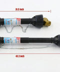 Two PTO shafts for 45 Inch Rotary Tiller Attachment Workhorse Heavy Duty For Tractor With Cat 1 3 Point Hitch shown in different lengths.