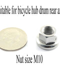 Heavy Duty M10 Bike Wheel Hub Axle Nuts Set, 2 Pcs, 7075 Aluminum Alloy Bicycle Accessories, shown with coin for size comparison