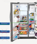 Effortless Drop In Fridge Shelf Frame Without Glass Replacement installed inside refrigerator with various foods displayed