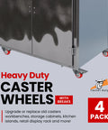 Heavy duty cabinet with Four Pack Swivel Plate Caster Wheels With Brakes In Red Polyurethane, 3 Inch Locking Casters for smooth movement