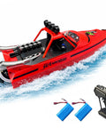 Jet Propulsion RC Speed Boat Hits 30 Kph with Twin 1500mAh Batteries, Turbo Remote Control Water Toy for Adults and Kids, Red Boat