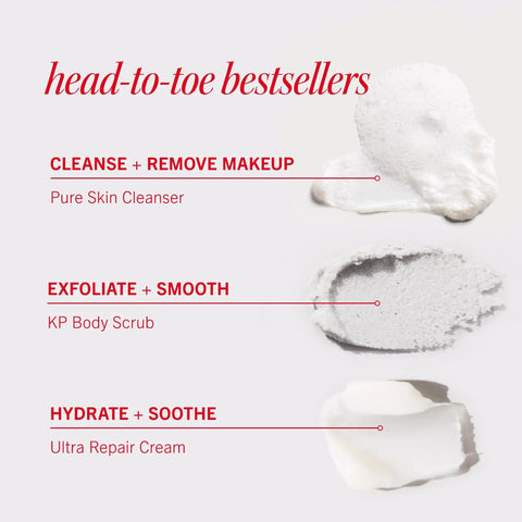 Travel Friendly Skin Care Gift Set Featuring A Gentle Facial Cleanser KP Body Scrub For Silky Skin And Ultra Repair Cream swatches