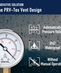 Front view of SENCTRL 2-inch dial vacuum pressure gauge with stainless steel case and 30 inHg scale