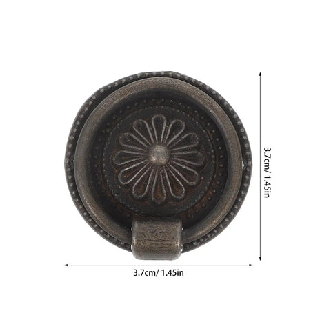 Old School Retro Zinc Alloy Pull Handles Set 12 Pieces Antique Drop Ring Cabinet Knobs For Wardrobe Dressers Drawers Jewelry Boxes