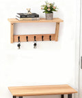 Wall Shelf With Hooks For Entryway And Living Room Must Have Multi Purpose Wooden Shelf With Heavy Duty Metal Hooks Coat Rack Organizer