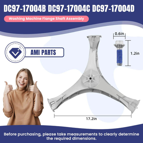 Washer Flange Shaft Assembly Replacement For Samsung Spider Arm Includes 6 Pack DC60-40137A Hex Bolts display with diagram