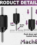 Steel Universal Punch Set Pro Grade Hardened Alloy Punch Pins And Mild Steel Body product details diagram showing taper