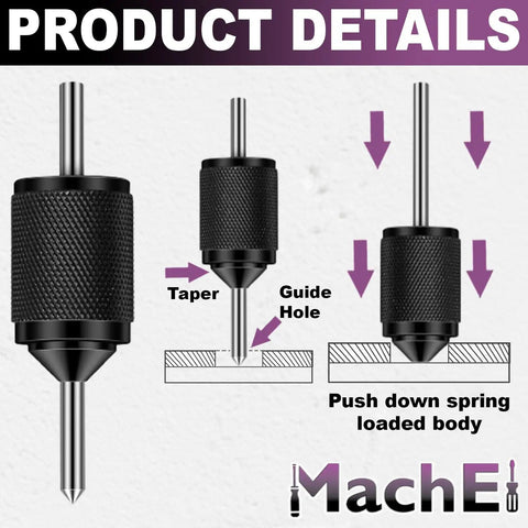 Steel Universal Punch Set Pro Grade Hardened Alloy Punch Pins And Mild Steel Body product details diagram showing taper